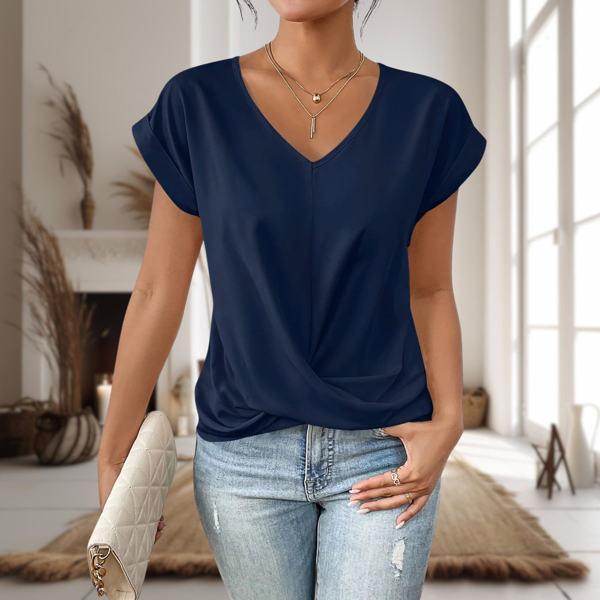 Cordelia | Women's Twisted Casual Sweetheart Top Back