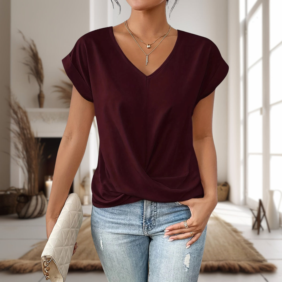 Cordelia | Women's Twisted Casual Sweetheart Top Hero