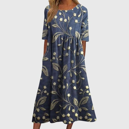 Corienne | Women's Flattering Golden Vine Maxi Dress Hero
