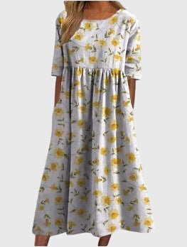 Corienne | Women's Flattering Golden Vine Maxi Dress Lifestyle