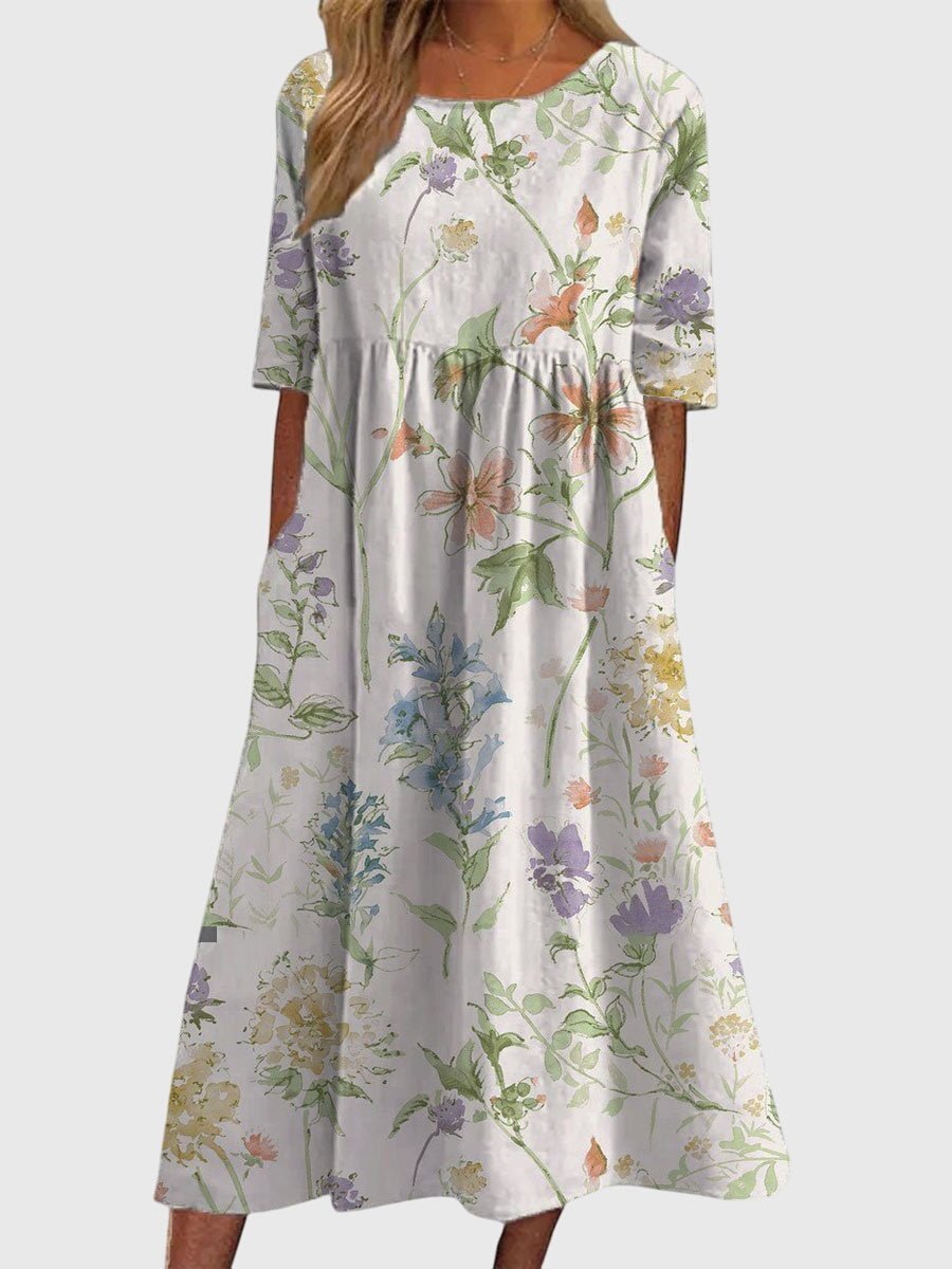 Corienne | Women's Flattering Golden Vine Maxi Dress Side