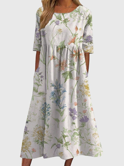 Corienne | Women's Flattering Golden Vine Maxi Dress Side