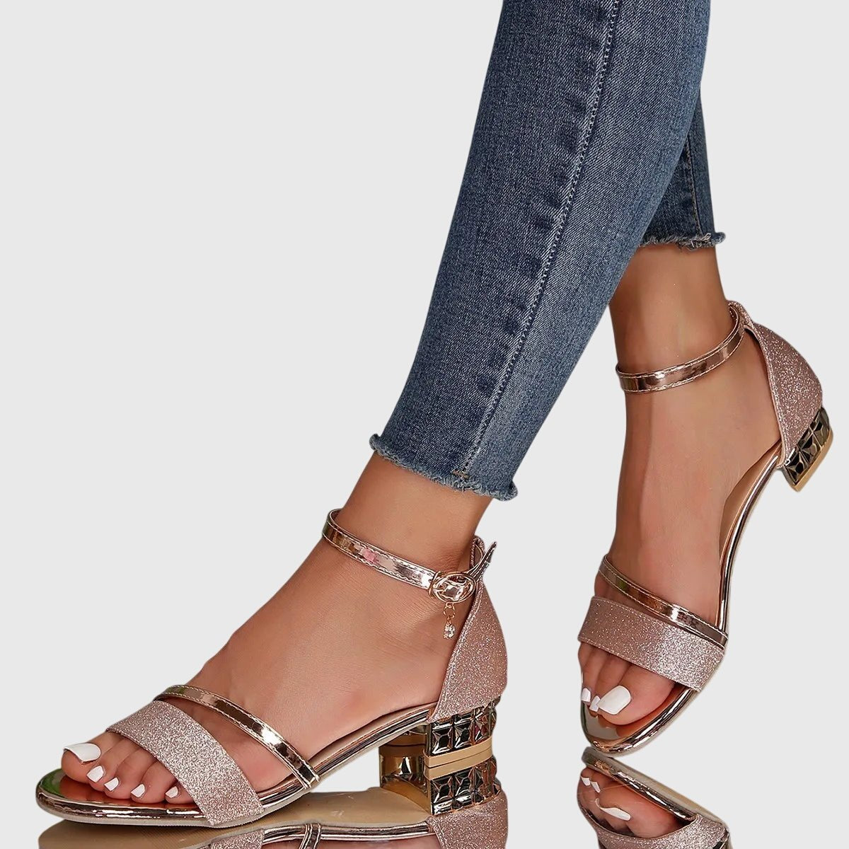 Cressida | Women's Orthopedic Heeled Sandals Gold Trim Back