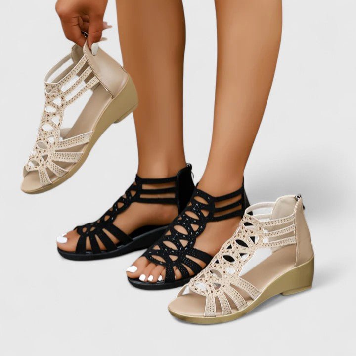 Delara | Women's Orthopedic Oval Cutout Sandals Close Up