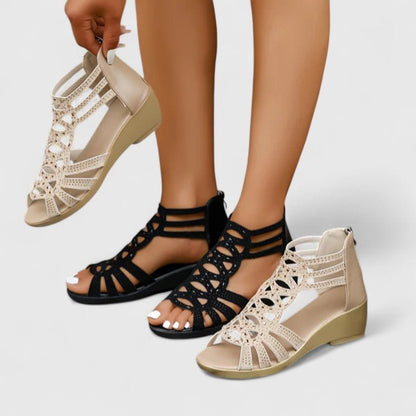 Delara | Women's Orthopedic Oval Cutout Sandals Close Up