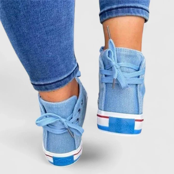 Delvaine | Women's Orthopedic Denim Zip Shoes Back
