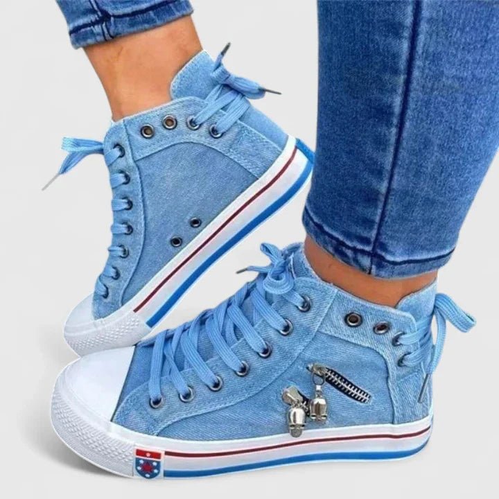 Delvaine | Women's Orthopedic Denim Zip Shoes Detail