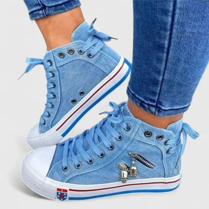 Delvaine | Women's Orthopedic Denim Zip Shoes Detail