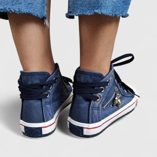 Delvaine | Women's Orthopedic Denim Zip Shoes Front