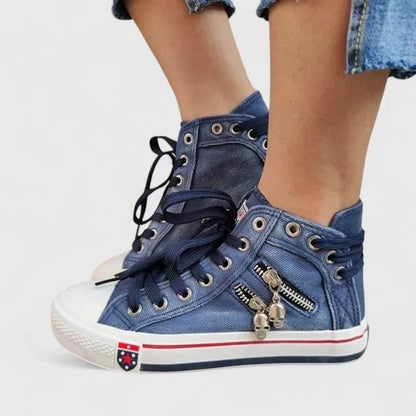 Delvaine | Women's Orthopedic Denim Zip Shoes Lifestyle
