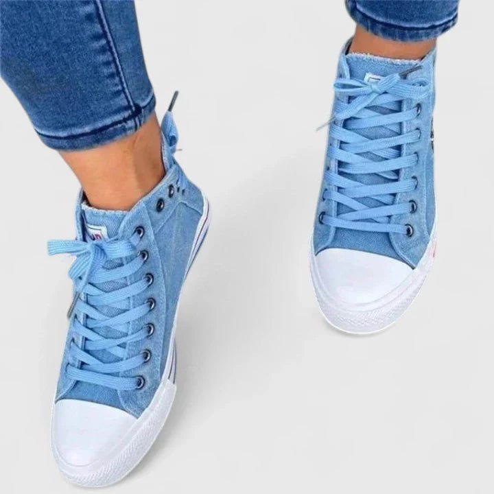 Delvaine | Women's Orthopedic Denim Zip Shoes Side