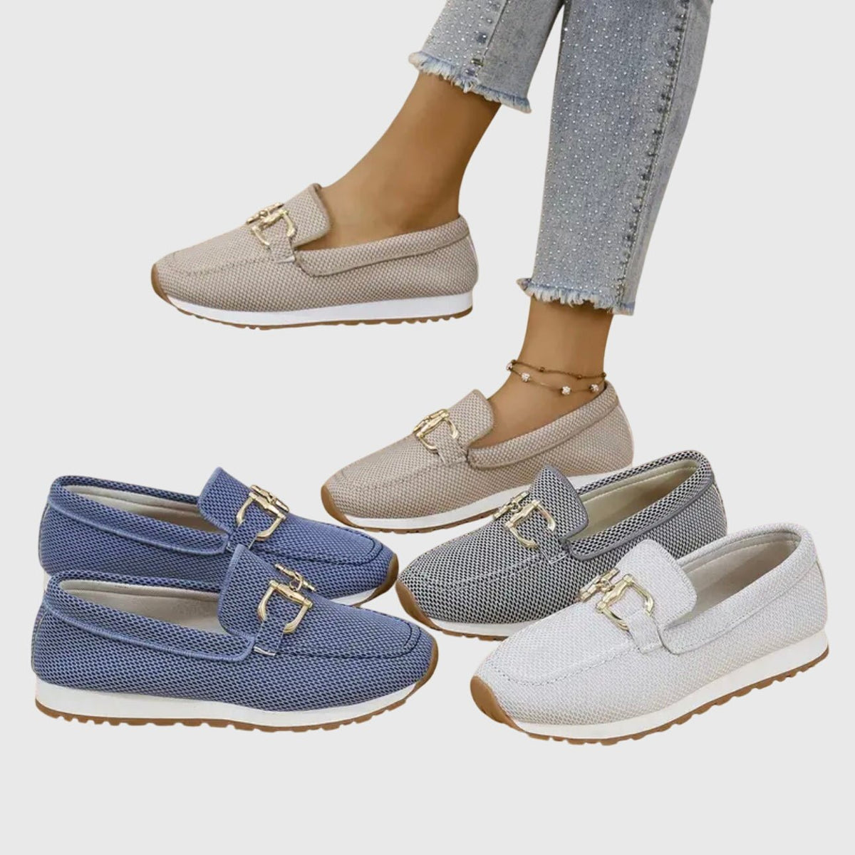 Dorelle | Women's Orthopedic Loafers Gold Horsebit Alternate