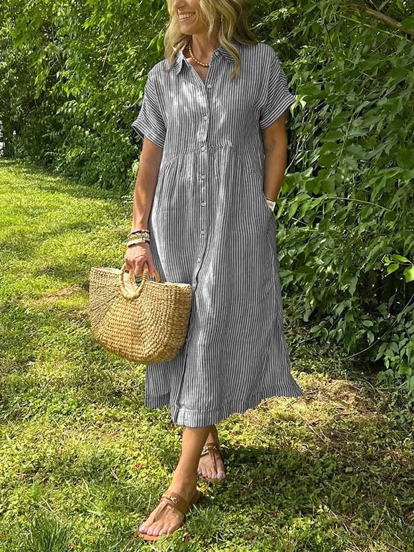 Elle | Women's Striped Button-Up Shirt Alternate