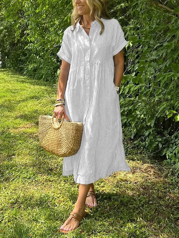 Elle | Women's Striped Button-Up Shirt Front