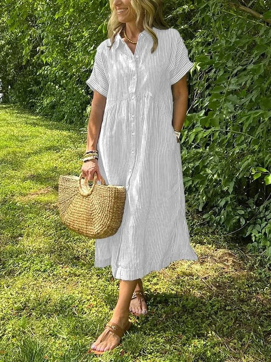 Elle | Women's Striped Button-Up Shirt Front