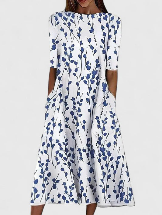 Eloria | Women's Sophisticated Botanical Print Midi Dress Hero