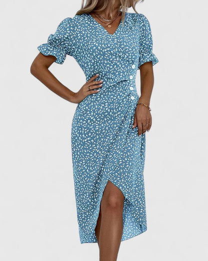 Elowen | Women's Comfortable Button-Front Maxi Dress Close Up