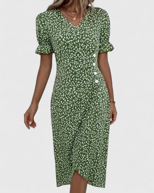 Elowen | Women's Comfortable Button-Front Maxi Dress Front