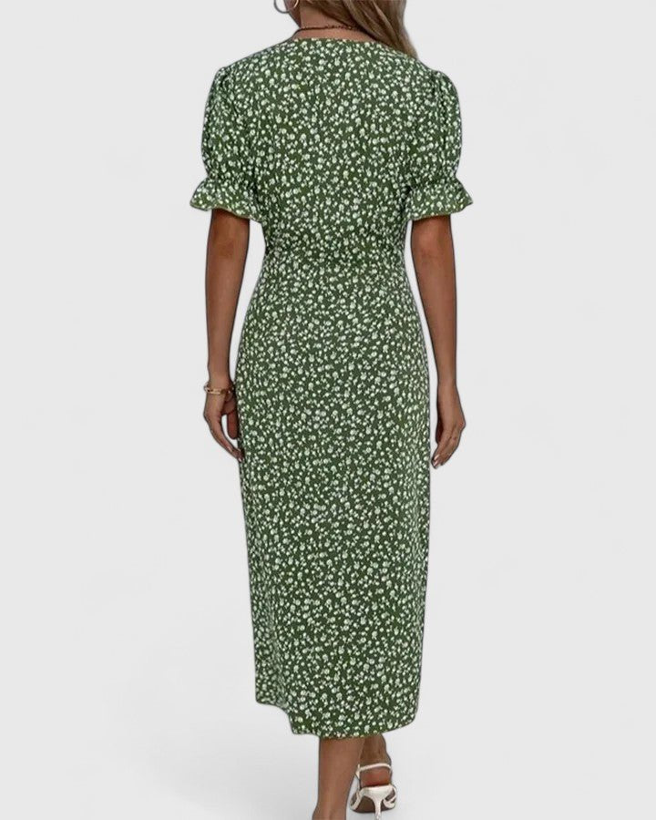 Elowen | Women's Comfortable Button-Front Maxi Dress Side