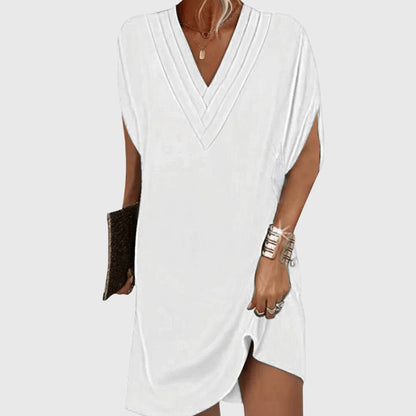 Elvara | Women's Elegant Tummy-Hiding Maxi Dress Split Sleeve Close Up