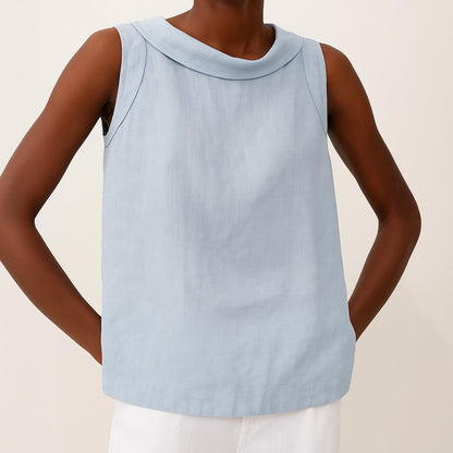 Elysiana | Women's Sleeveless Roll Collar Tank Top Back