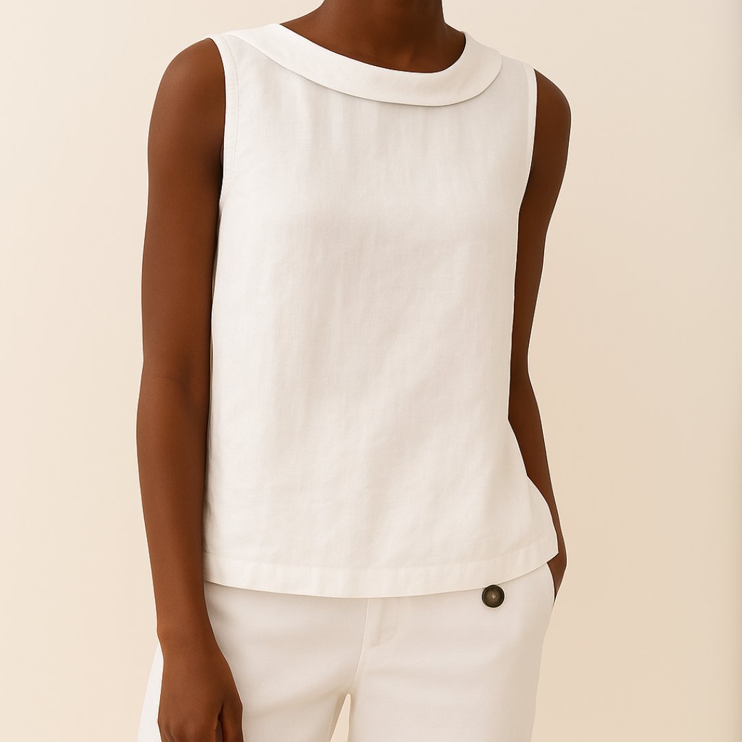Elysiana | Women's Sleeveless Roll Collar Tank Top Close Up