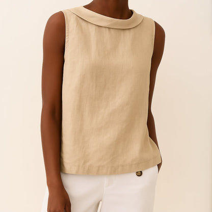 Elysiana | Women's Sleeveless Roll Collar Tank Top Detail