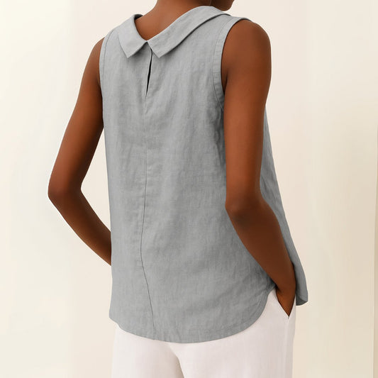 Elysiana | Women's Sleeveless Roll Collar Tank Top Front