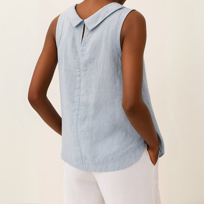Elysiana | Women's Sleeveless Roll Collar Tank Top Side