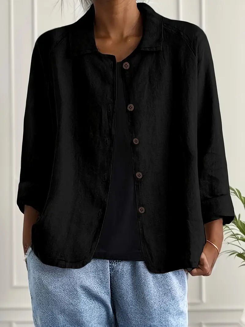Evelline | Women's Mandarin Collar Classic Light Top Close Up