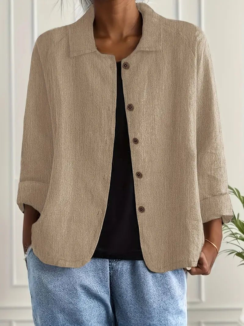 Evelline | Women's Mandarin Collar Classic Light Top Detail