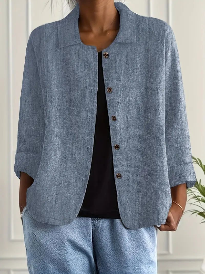 Evelline | Women's Mandarin Collar Classic Light Top Side