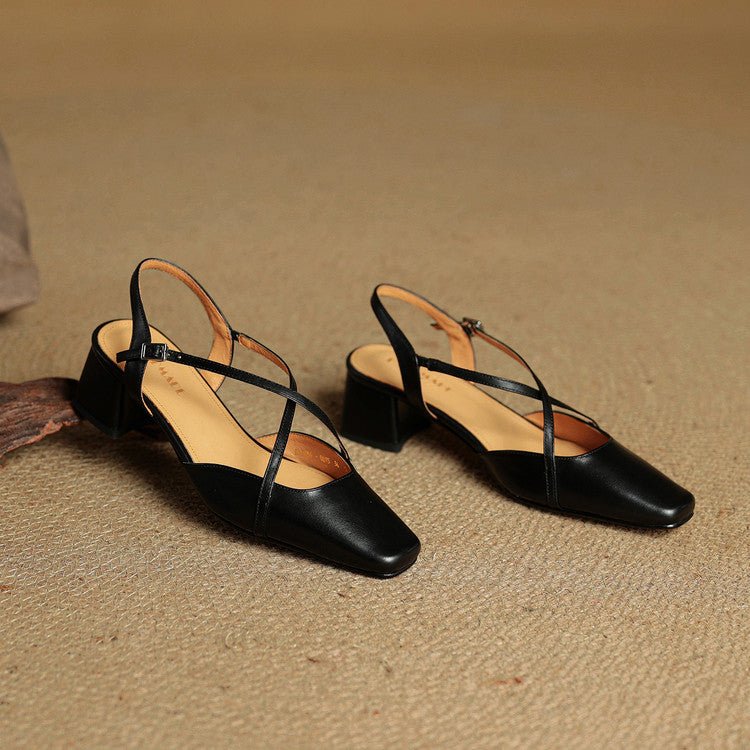 Faye | Women's Cross Strap Block Heels Alternate