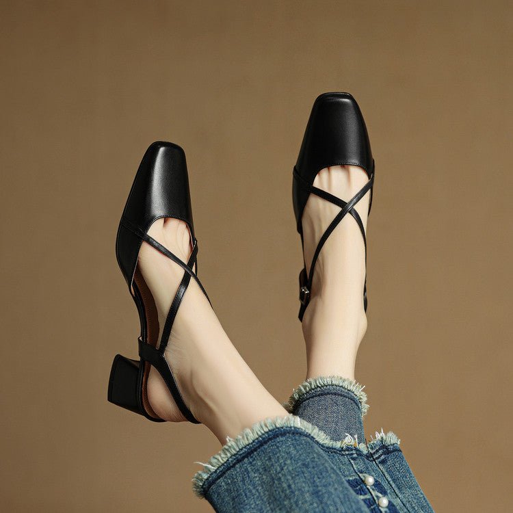 Faye | Women's Cross Strap Block Heels Angle