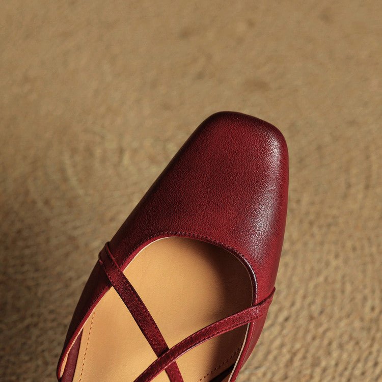 Faye | Women's Cross Strap Block Heels Back