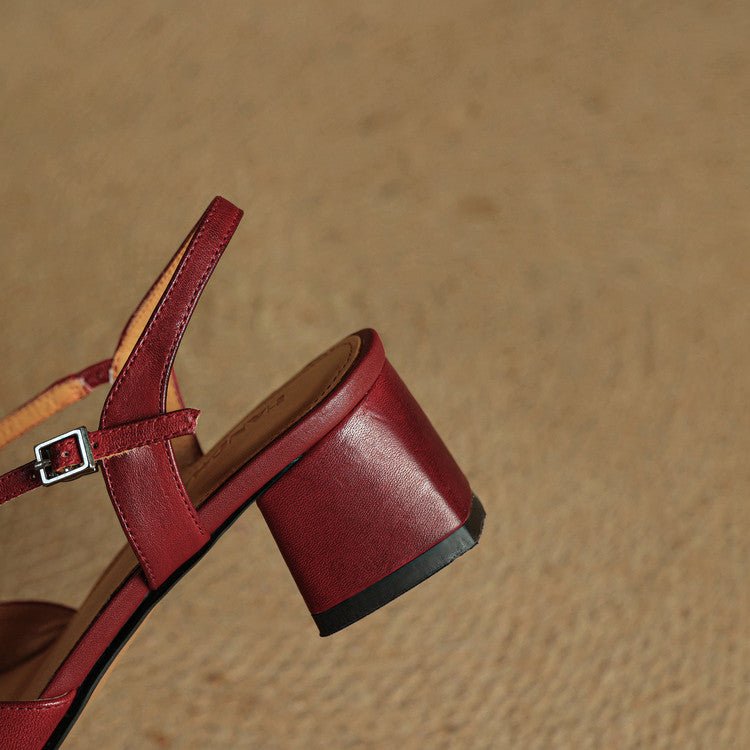 Faye | Women's Cross Strap Block Heels Close Up