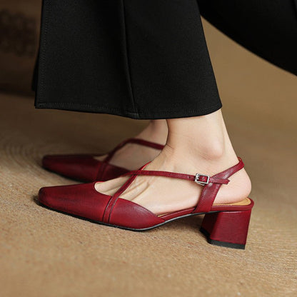 Faye | Women's Cross Strap Block Heels Detail