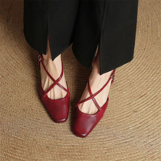 Faye | Women's Cross Strap Block Heels Front
