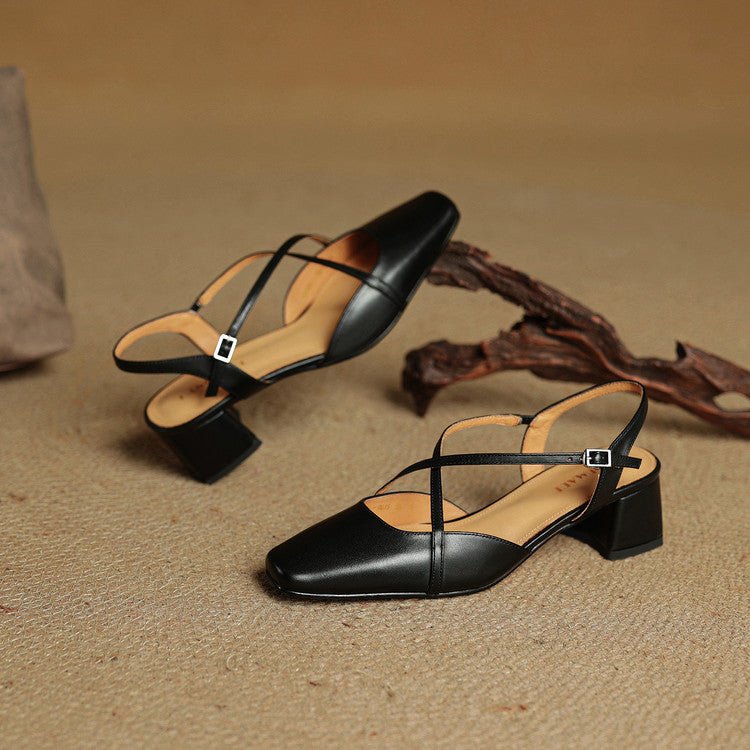 Faye | Women's Cross Strap Block Heels Full