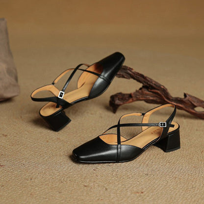 Faye | Women's Cross Strap Block Heels Full