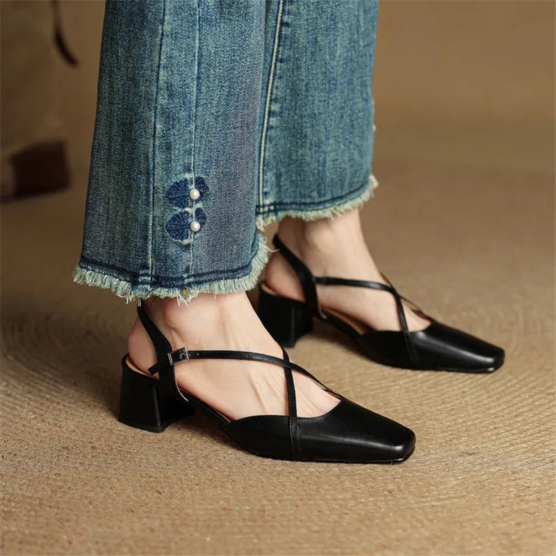 Faye | Women's Cross Strap Block Heels Lifestyle
