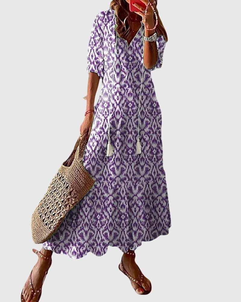 Faye | Women's Elegant Pleated Maxi Dress Detail