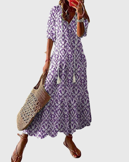 Faye | Women's Elegant Pleated Maxi Dress Detail