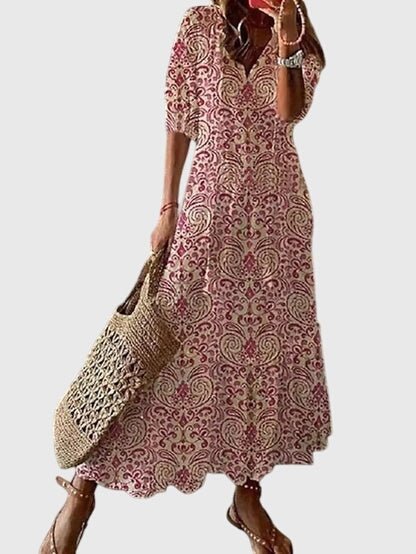 Faye | Women's Elegant Pleated Maxi Dress Side