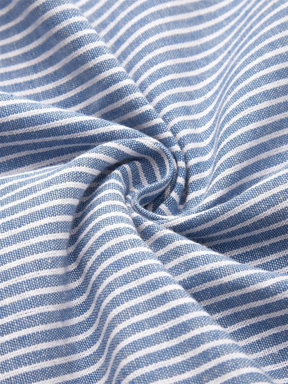 Faye | Women's Striped Midi Dress Buttons Detail