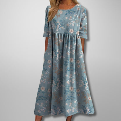 Floralina | Women's Floral Vine Relaxed Midi Dress Back