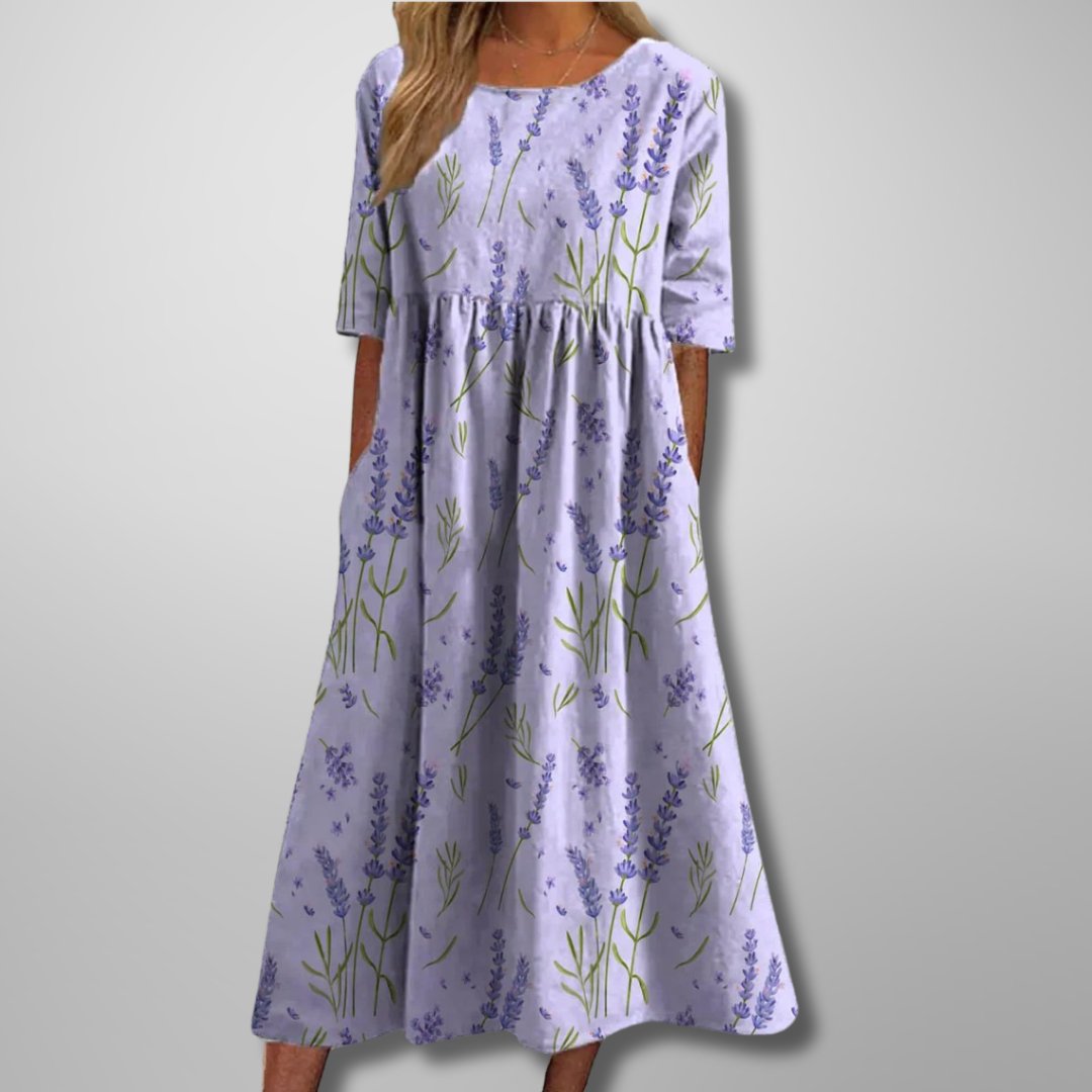Floralina | Women's Floral Vine Relaxed Midi Dress Detail