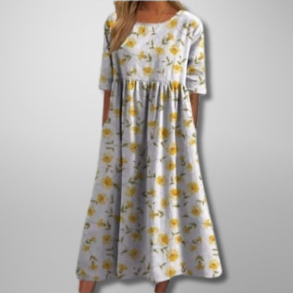 Floralina | Women's Floral Vine Relaxed Midi Dress Lifestyle