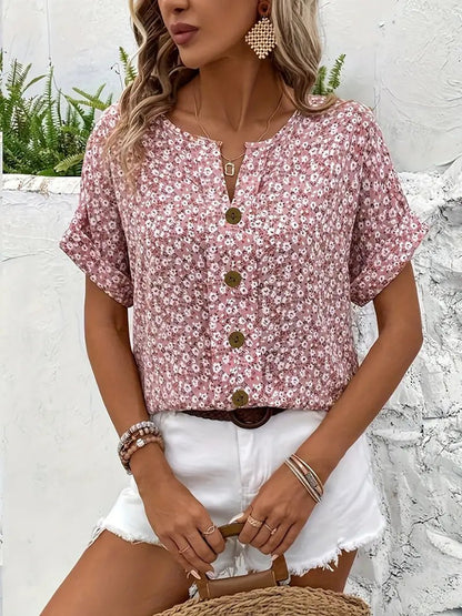 Florelle | Women's Chic Floral Print Top Back