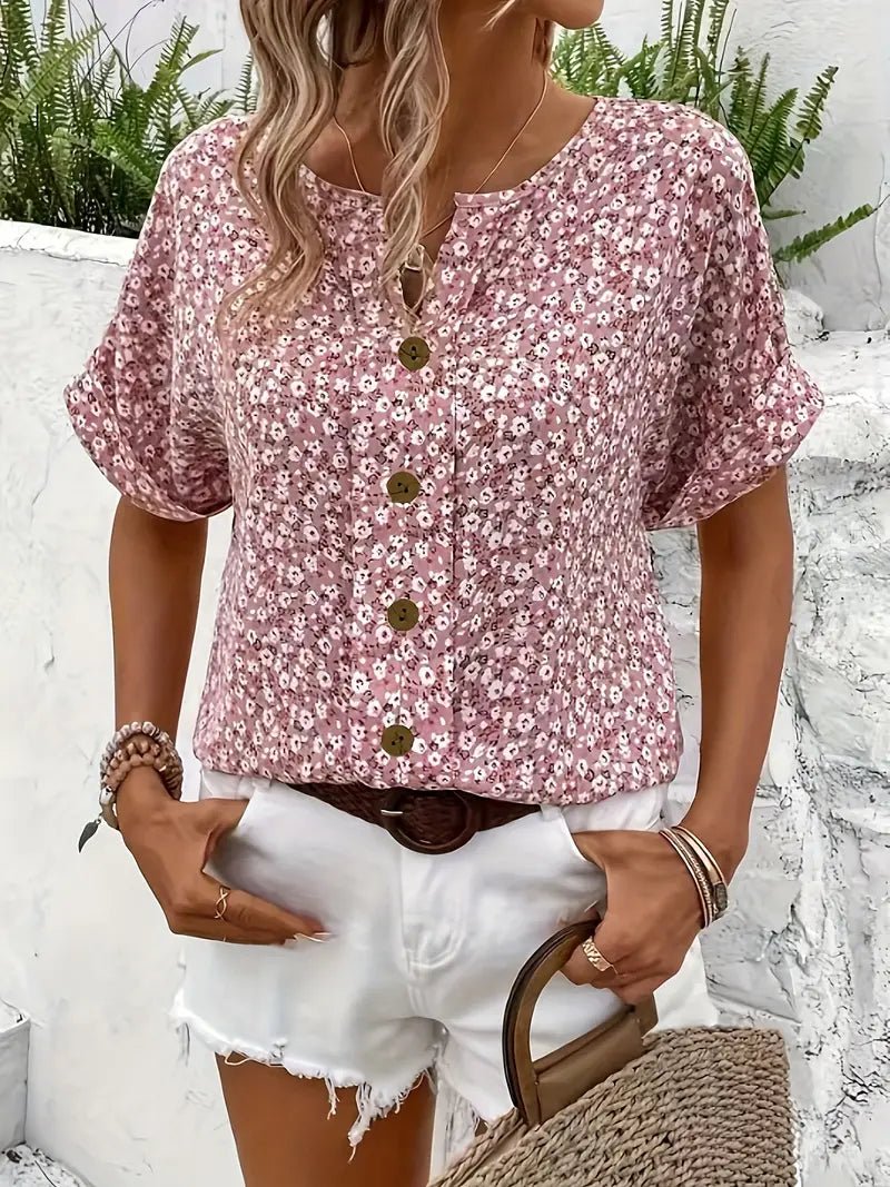 Florelle | Women's Chic Floral Print Top Side